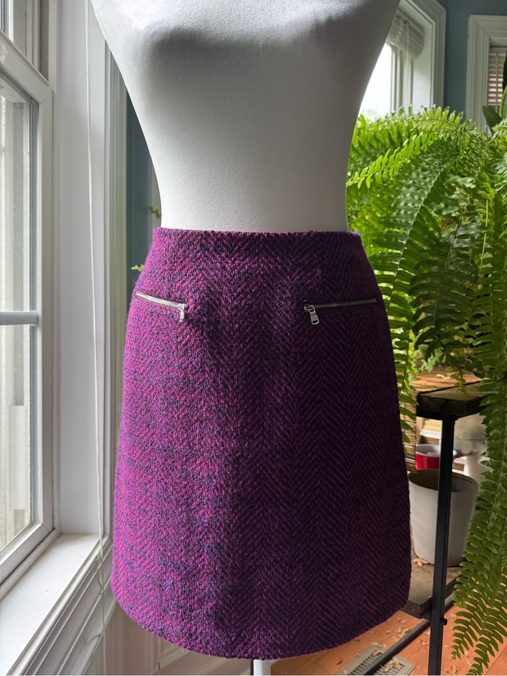 NWT LOFT Purple & Pink Tweed Mini Pencil Skirt Lined Size 2P